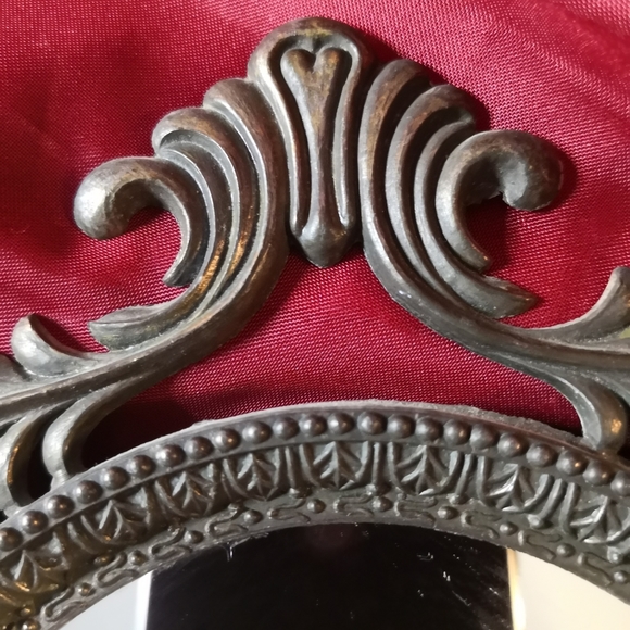 Vintage Oval Ornate Mirror Metal Frame Antique Wall Decoration - Picture 3 of 10